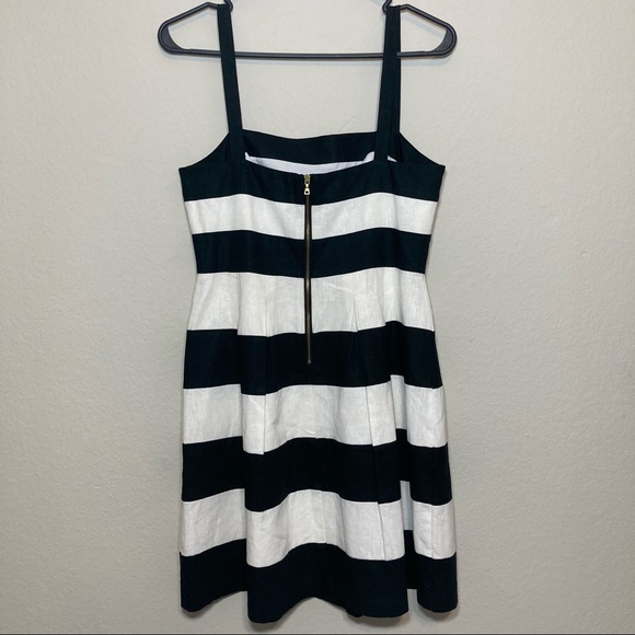 LOFT Black & White Striped Linen Blend Fit & Flare Dress Size 2 - Picture 4 of 7
